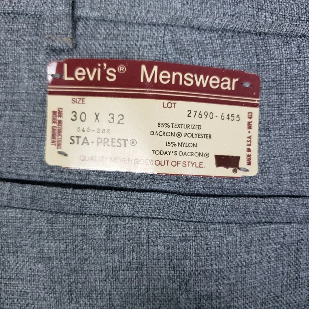 Vintage Levi's Menswear Action Slacks Pants Gray Retro 70's Style Size 30x32 NWT